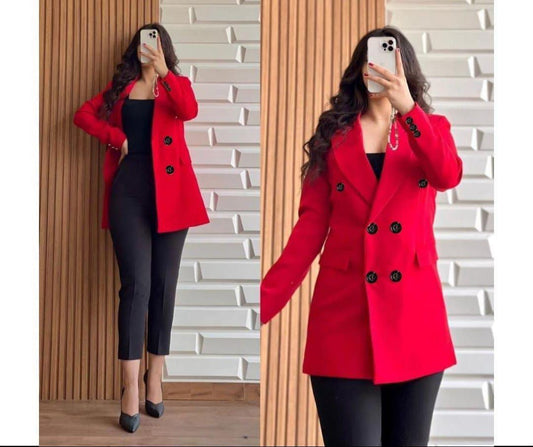 Hellow Winter😍 Womens Casual Blazer Double Button top Coat