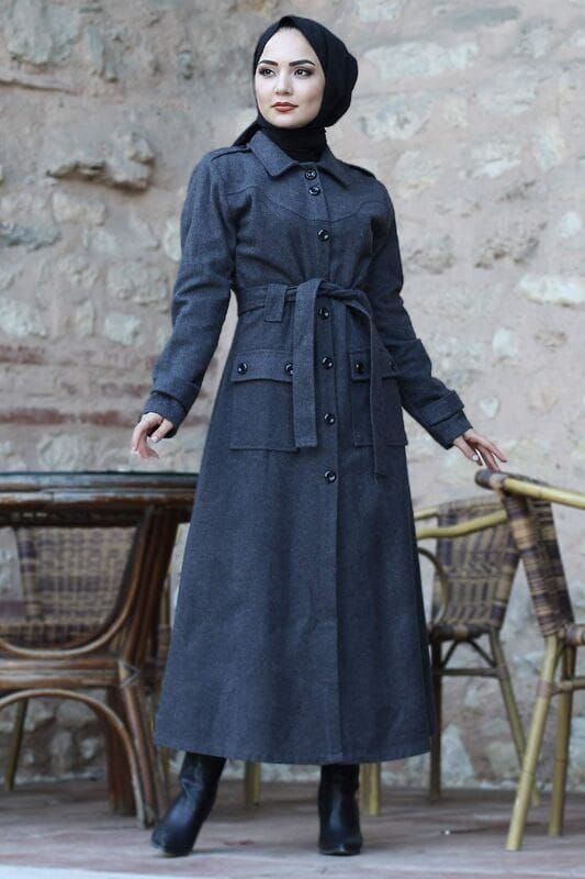 Women's Long Pocket Style Turkish Trench Coat