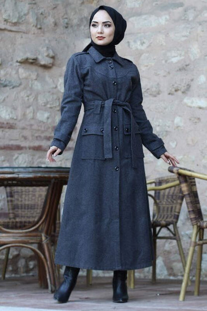 Women's Long Pocket Style Turkish Trench Coat